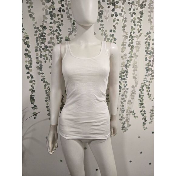 Vince White Ribbed Tank Top XS | Pima Cotton Modal Blend Made in Peru - Picture 1 of 10